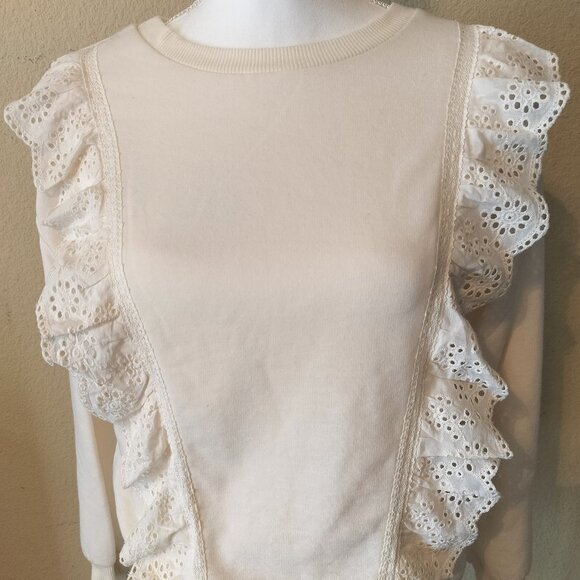 Evsie Cream Eyelet Trimmed Shirt - Picture 1 of 2